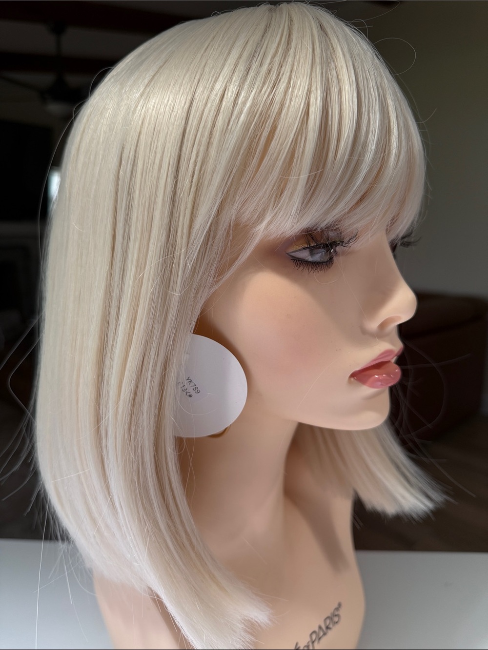 HAIR, 13” Bob with bangs, Center Part, Platinum Blonde